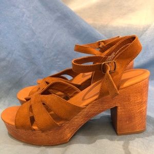Suede Platform Wood Heels